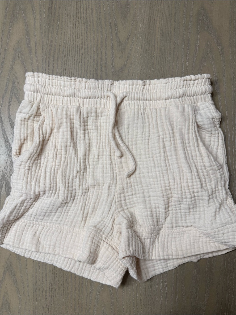 Pink Lily Cream Gauze Athletic Lounge Shorts